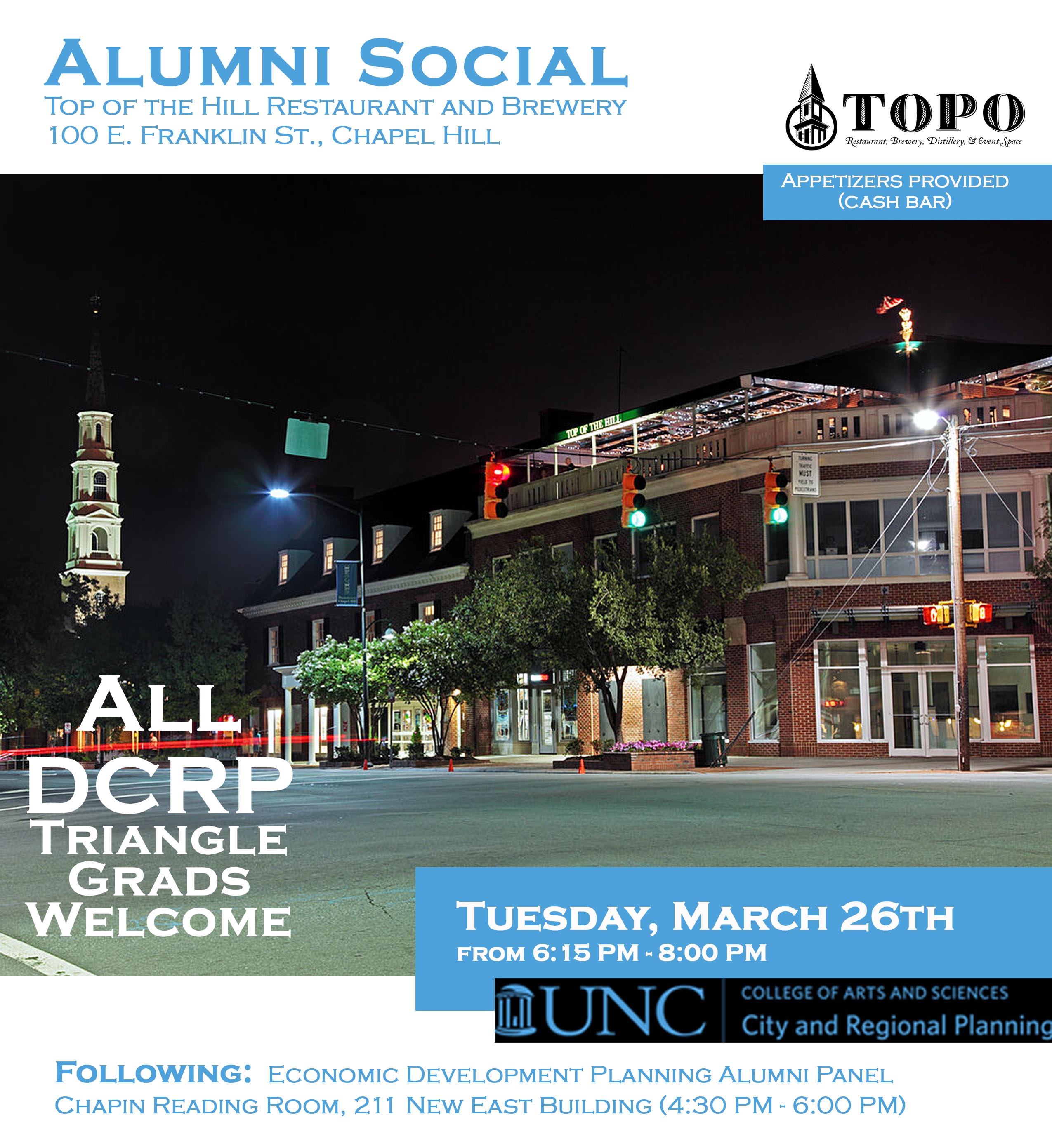 ED Alumni Social event flyer